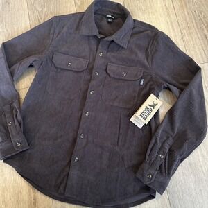 New Eddie Bauer Brown Corduroy Button Front Tavern Shirt Mens Size Small